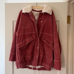 Free People Rose Pink Corduroy Coat